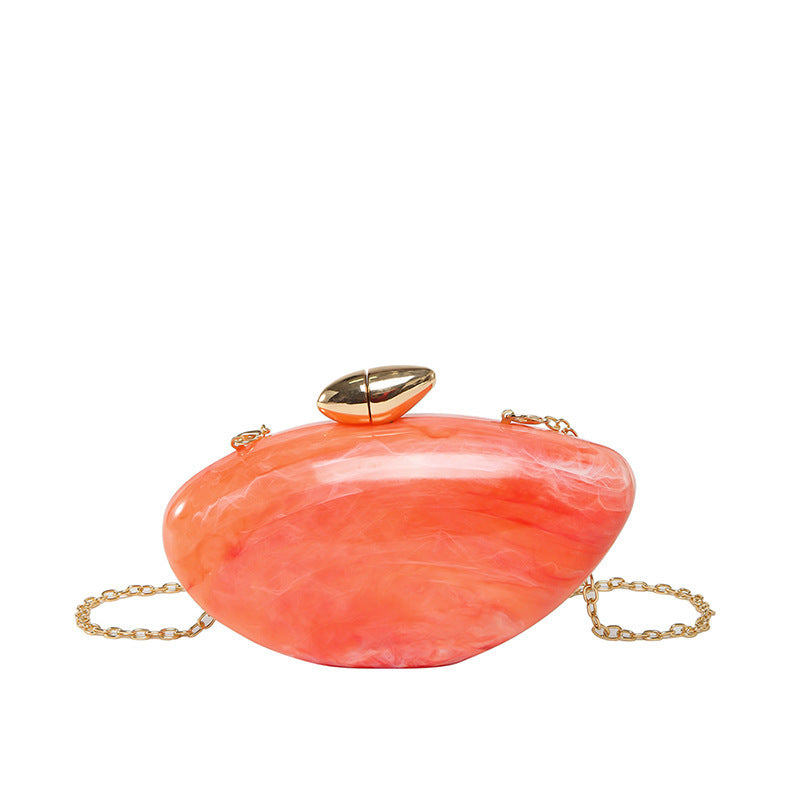 Oval Shell Goose Egg Acrylic Fashion Evening Bag Chain Shoulder Women&