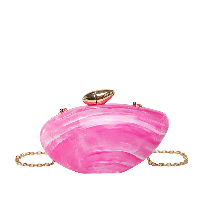 Oval Shell Goose Egg Acrylic Fashion Evening Bag Chain Shoulder Women&