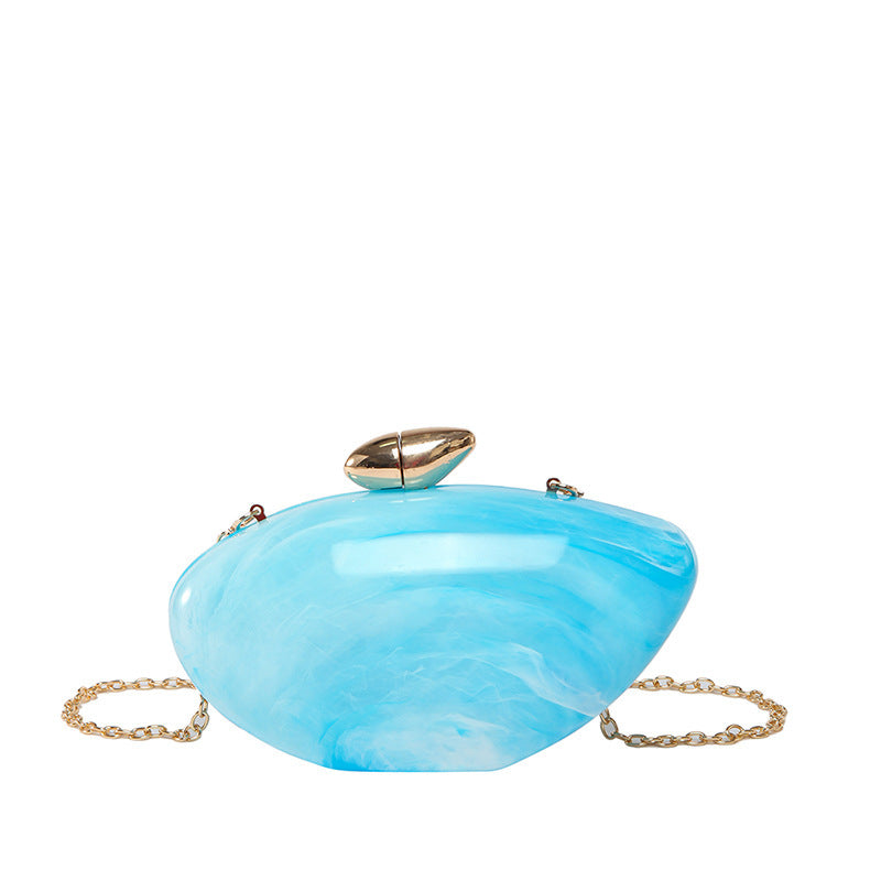 Oval Shell Goose Egg Acrylic Fashion Evening Bag Chain Shoulder Women&
